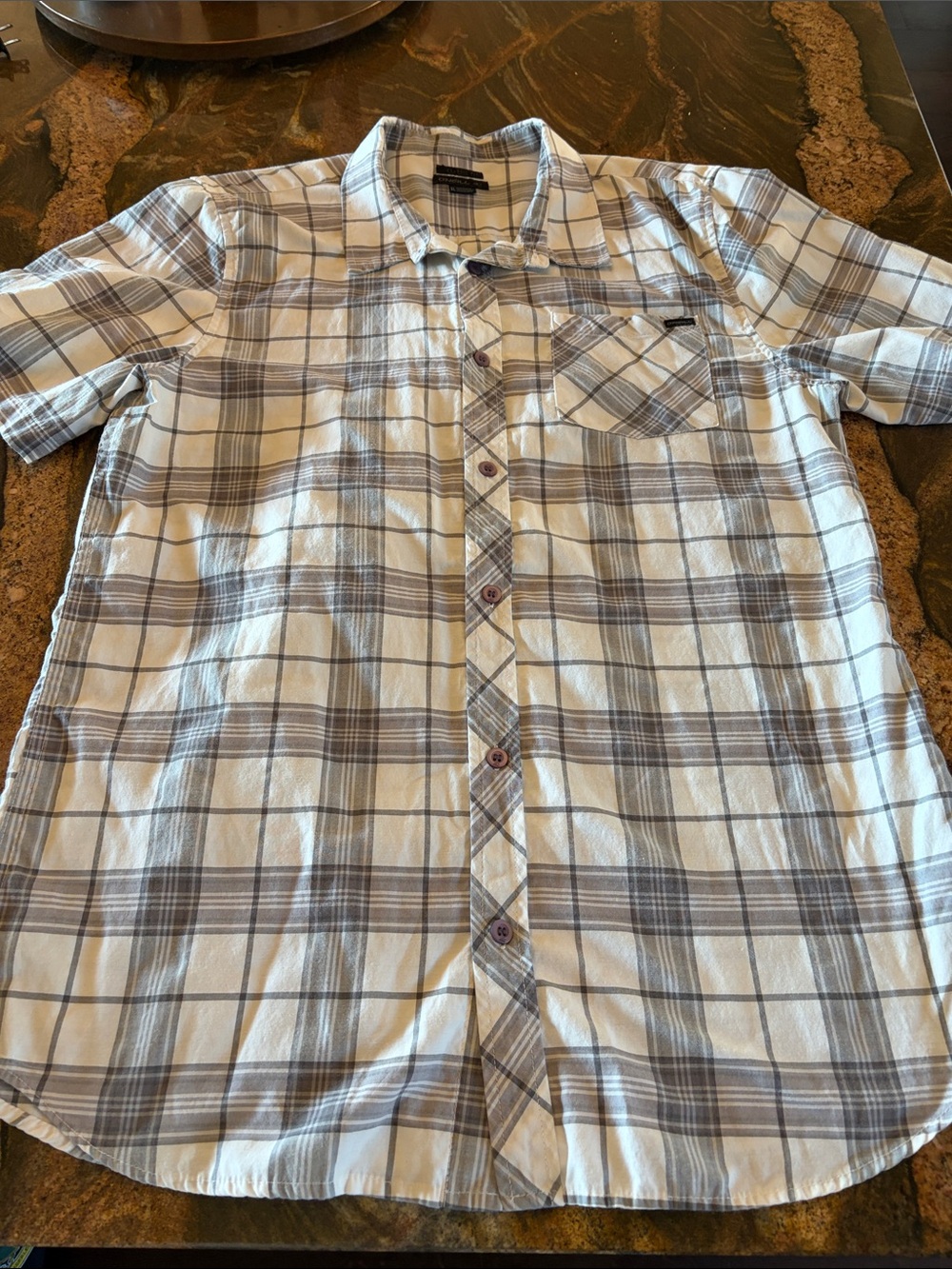 O'Neill Men's Short-Sleeve Plaid Button-Down Shirt - Taupe & White